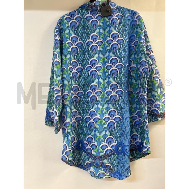CAMICIA DONNA ANTICA SARTORIA FANTASIA VERDE BLU | Mercatino dell'Usato Acerra 2