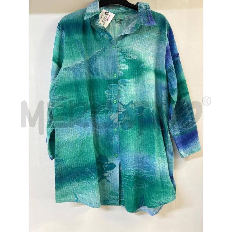CAMICIA DONNA ANTICA SARTORIA SFUMATO VERDE BLU | Mercatino dell'Usato Acerra 1
