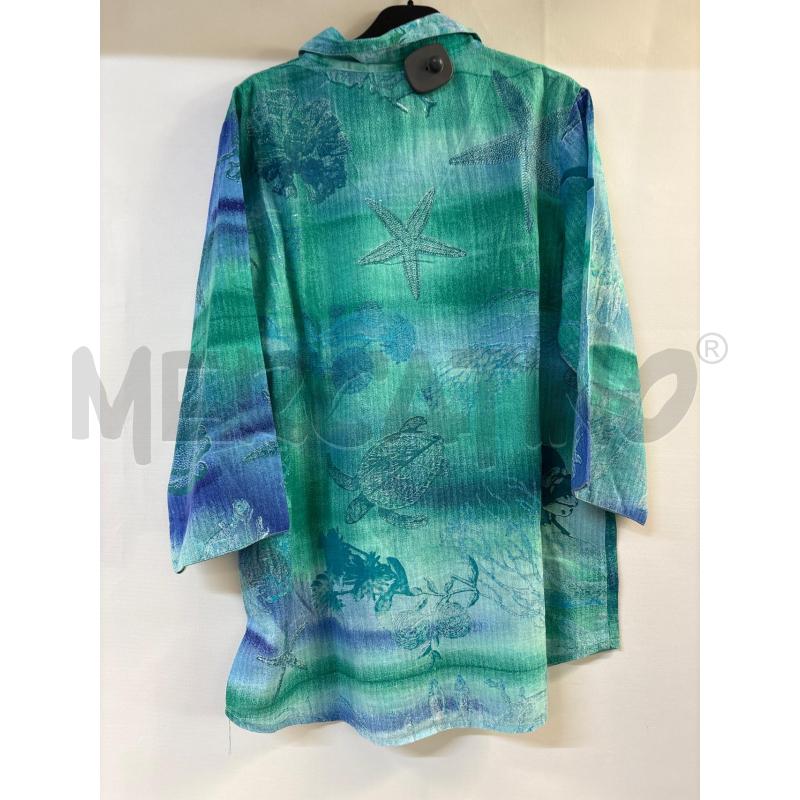 CAMICIA DONNA ANTICA SARTORIA SFUMATO VERDE BLU | Mercatino dell'Usato Acerra 2