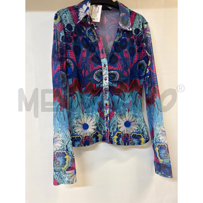CAMICIA DONNA BLU ROSA DESIGUAL | Mercatino dell'Usato Acerra 1