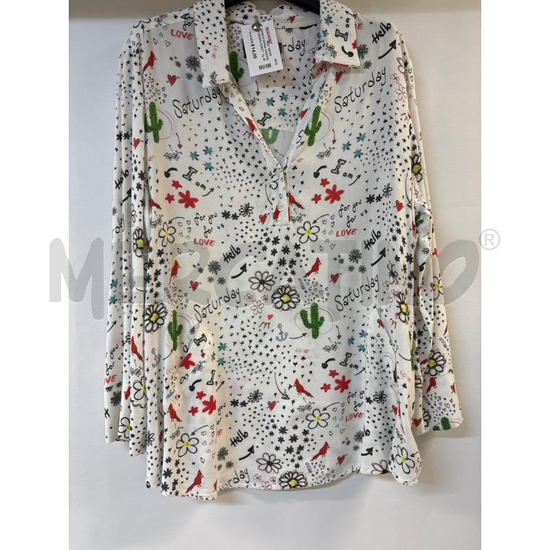 CAMICIA DONNA CAMOMILLA BIANCO SCRITTE LOVESTELLE NERO | Mercatino dell'Usato Acerra 1