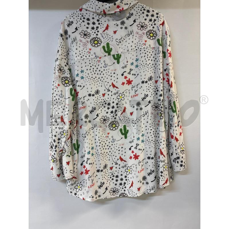 CAMICIA DONNA CAMOMILLA BIANCO SCRITTE LOVESTELLE NERO | Mercatino dell'Usato Acerra 2