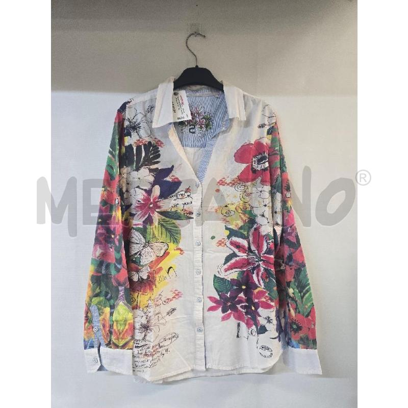 CAMICIA DONNA DESIGUAL BIANCO FIORI | Mercatino dell'Usato Acerra 1