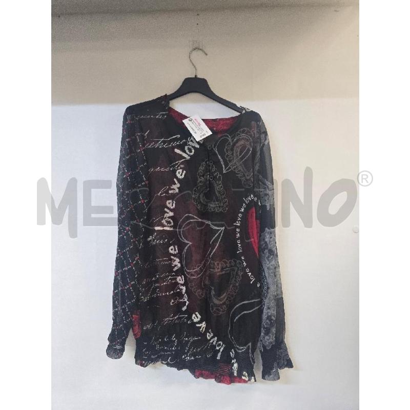 CAMICIA DONNA DESIGUAL NERO ROSSO LOVE | Mercatino dell'Usato Acerra 1