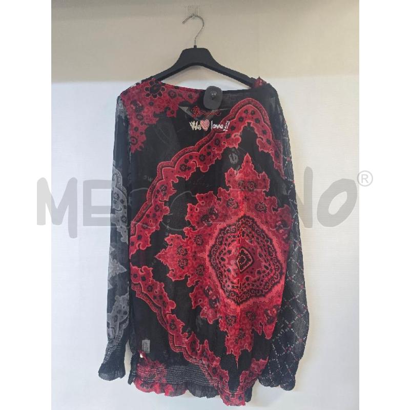 CAMICIA DONNA DESIGUAL NERO ROSSO LOVE | Mercatino dell'Usato Acerra 2