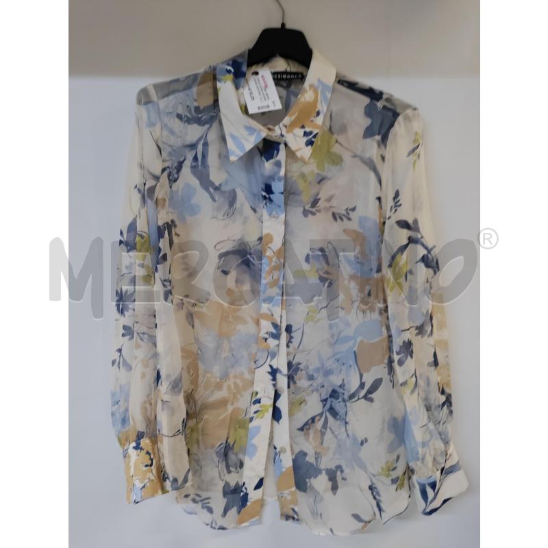 CAMICIA DONNA SIMONA G BEIGE SEMITRASPARENTE BLU VERDE | Mercatino dell'Usato Acerra 1