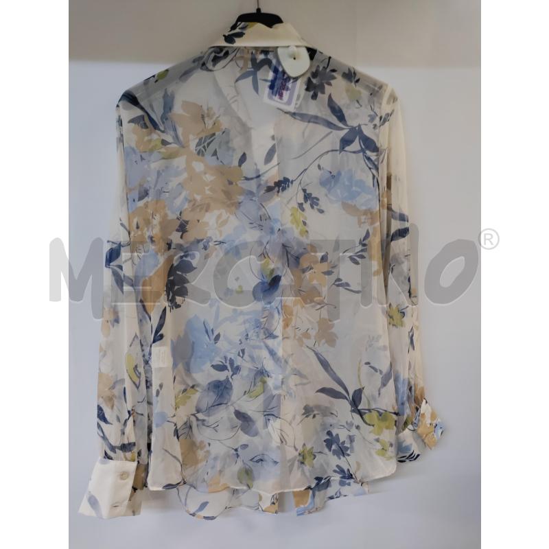 CAMICIA DONNA SIMONA G BEIGE SEMITRASPARENTE BLU VERDE | Mercatino dell'Usato Acerra 2