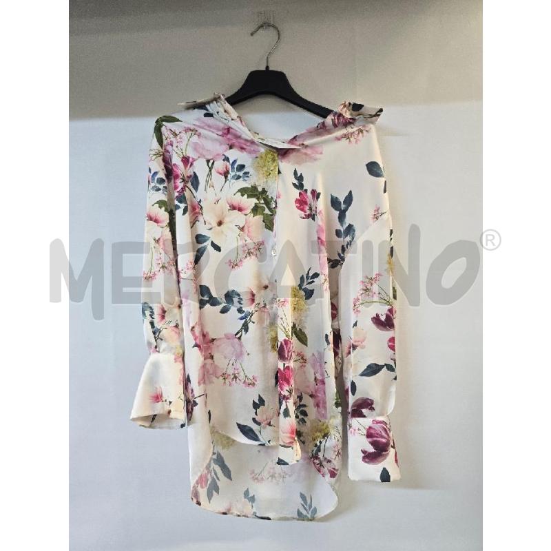 CAMICIA DONNA ZARA LUCIDO BIANCO FIORI ROSA GIALLO VERDE | Mercatino dell'Usato Acerra 1