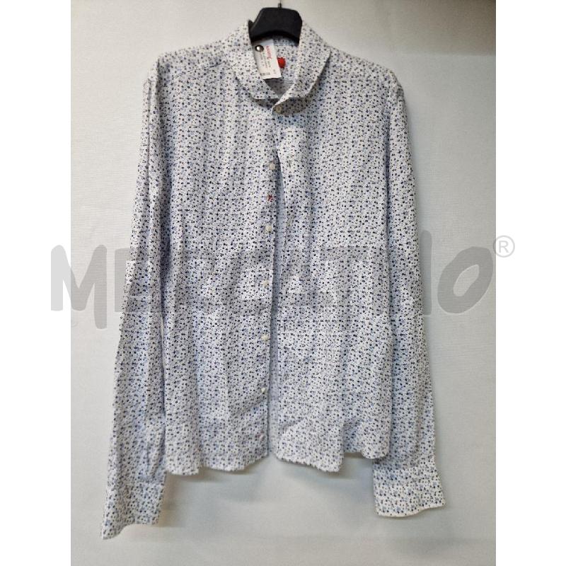 CAMICIA UOMO BIANCO FIORI BLU ISAIA | Mercatino dell'Usato Acerra 1