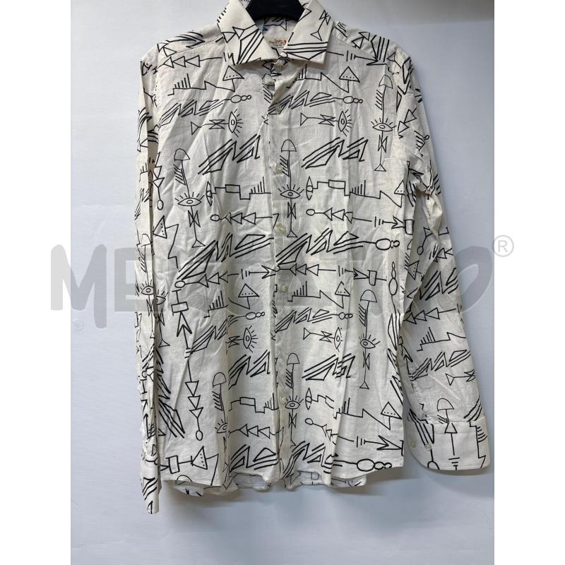 CAMICIA UOMO SARTI PARTENOPE NAPOLI BIANCO DISEGNI NERO | Mercatino dell'Usato Acerra 1
