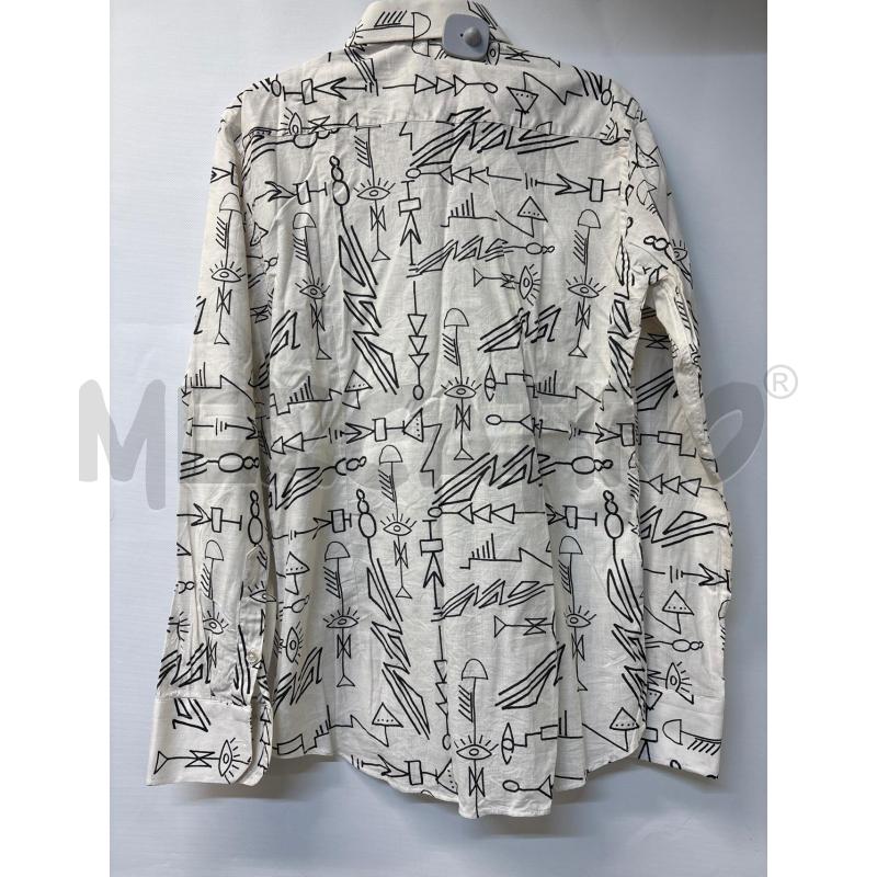 CAMICIA UOMO SARTI PARTENOPE NAPOLI BIANCO DISEGNI NERO | Mercatino dell'Usato Acerra 2
