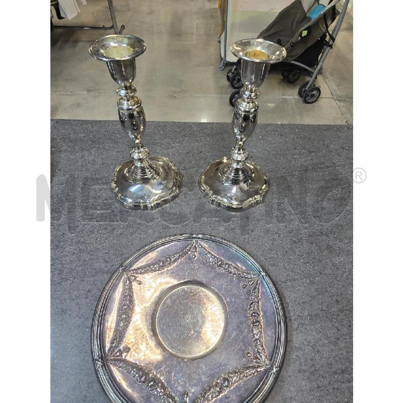 CANDELABRI PZ. 2 + PIATTINO SILVER | Mercatino dell'Usato Acerra 1