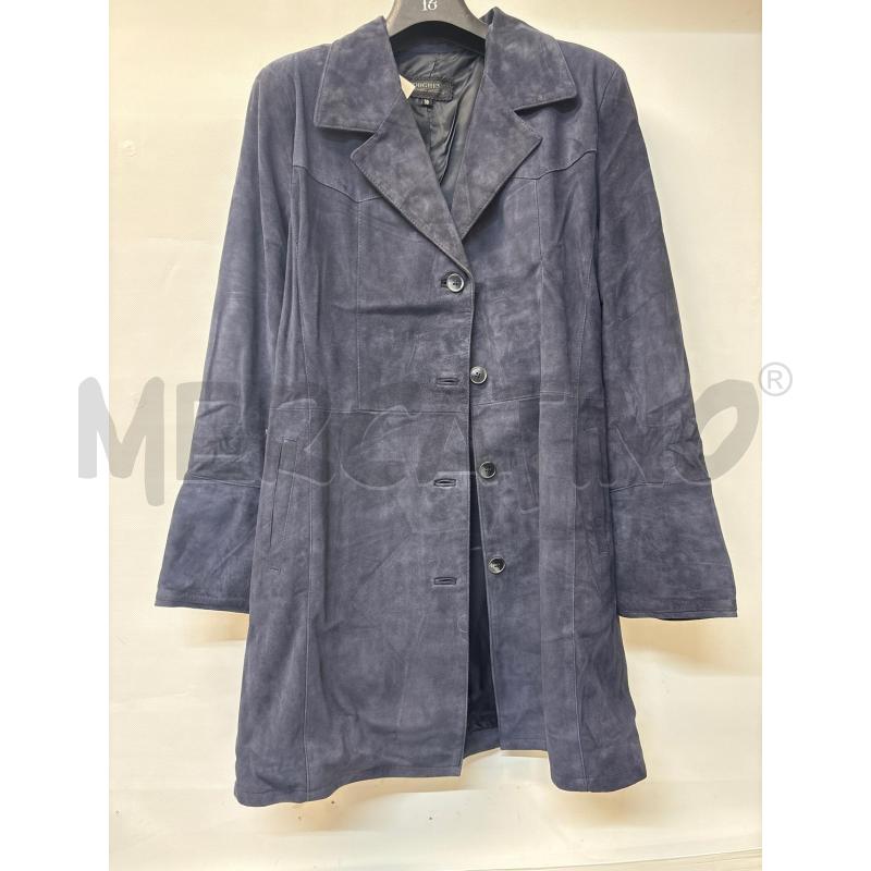 CAPPOTTO DONNA BLU VERA PELLE SCAMOSCIATA PELLETTERIA BORGHESE  | Mercatino dell'Usato Acerra 1