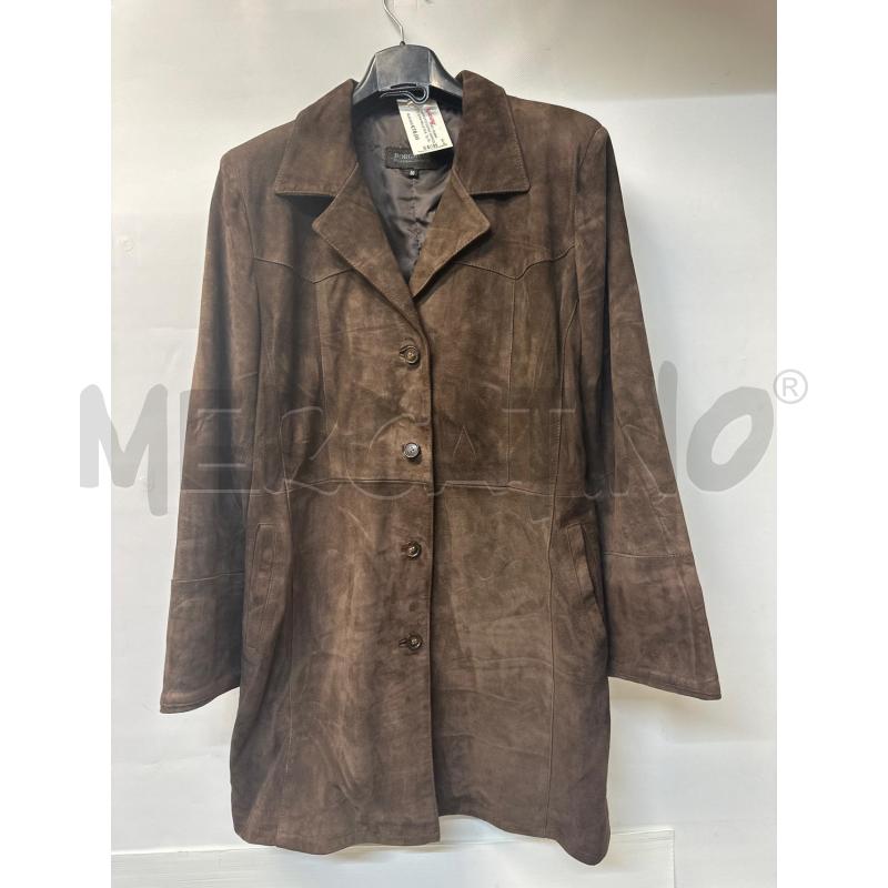 CAPPOTTO DONNA MARRONE VERA PELLE SCAMOSCIATA PELLETTERIA BORGHESE  | Mercatino dell'Usato Acerra 1