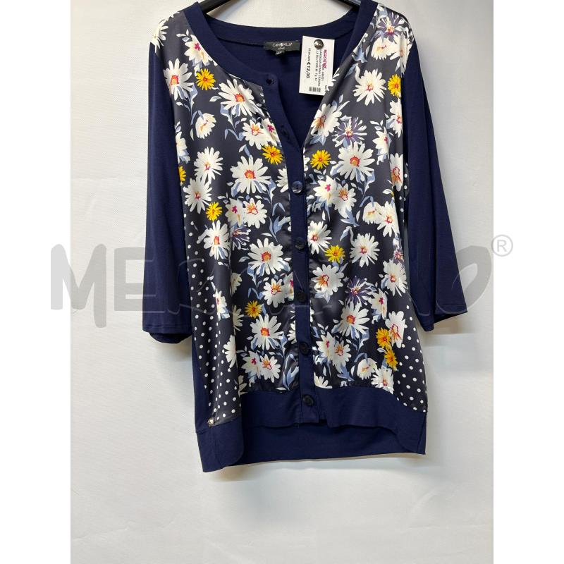 CARDIGAN DONNA CAMOMILLA BLU FIORI BIANCHI | Mercatino dell'Usato Acerra 1