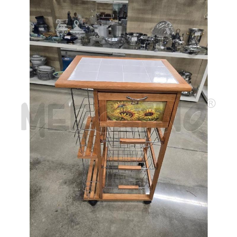 CARRELLO PORTA FRUTTA LEGNO GIARASOLI | Mercatino dell'Usato Acerra 1