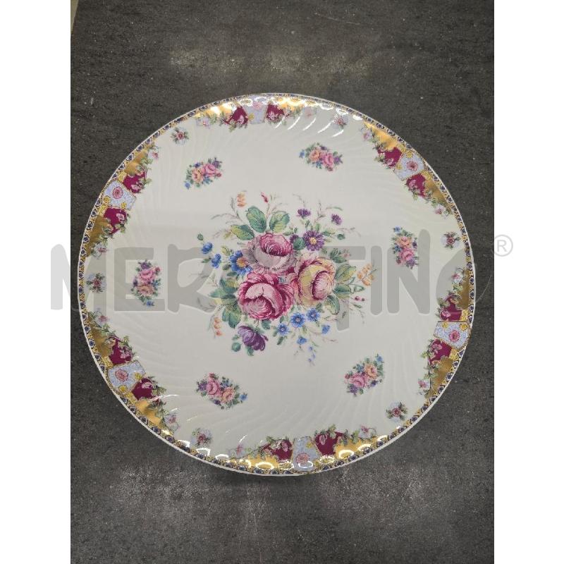 CENTROTAVOLA TONDO DECORO DORATO FIORI ROSA | Mercatino dell'Usato Acerra 1