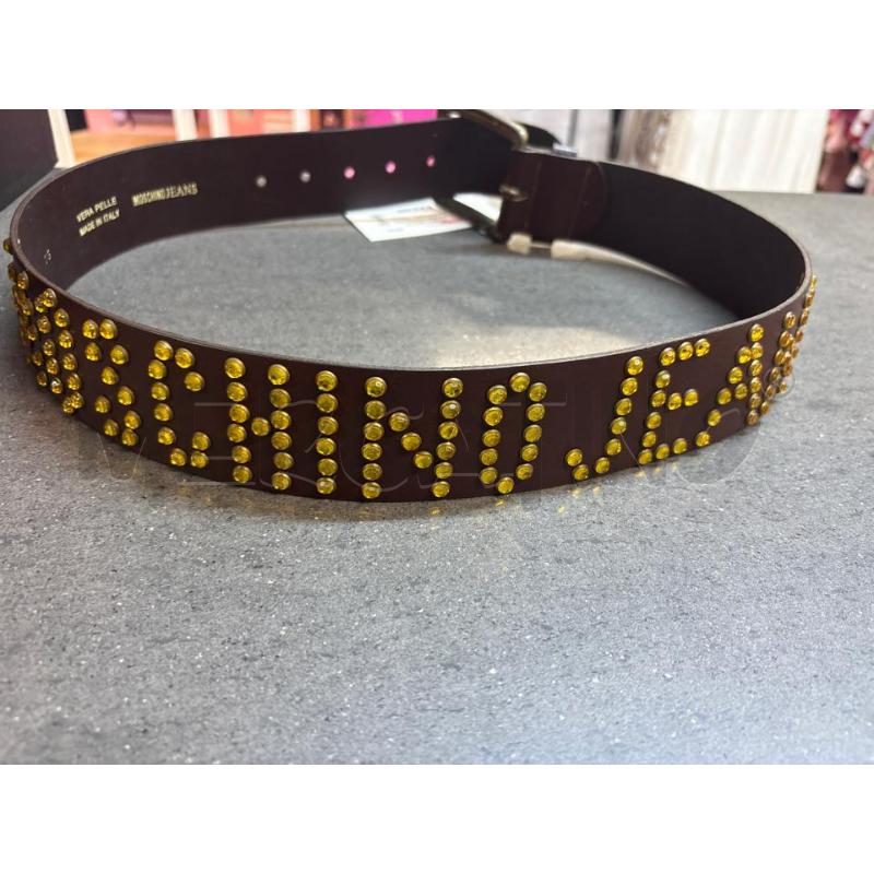 CINTURA DONNA MOSCHINO JEANS MARRONE STRASS GIALLO | Mercatino dell'Usato Acerra 1