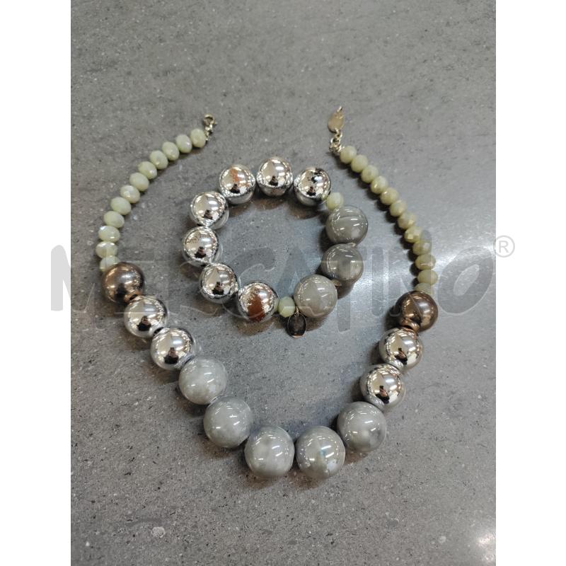 COLLANA+BRACCIALE GRIGIO PALLE GRANDI | Mercatino dell'Usato Acerra 1