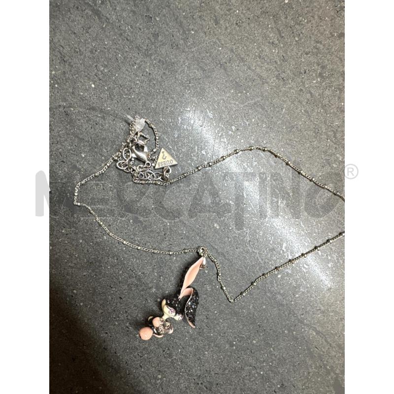 COLLANA GUESS SILVER CONIGLIETTO NERO ROSA | Mercatino dell'Usato Acerra 1