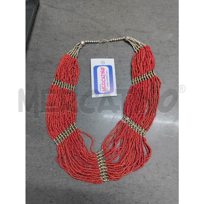 COLLANA MULTIFILO ROSSO DETTAGLI SILVER | Mercatino dell'Usato Acerra 1