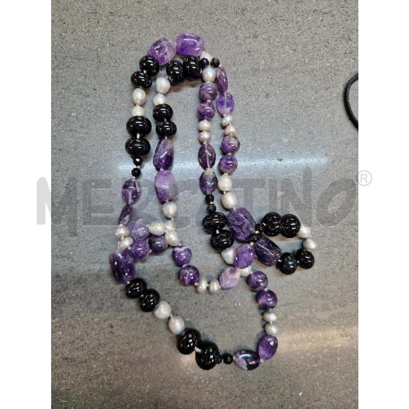 COLLANA VIOLA NERO BIANCO | Mercatino dell'Usato Acerra 1