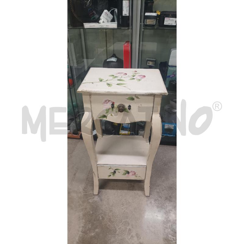 COMODINO BIANCO DEC. FIORI  | Mercatino dell'Usato Acerra 1