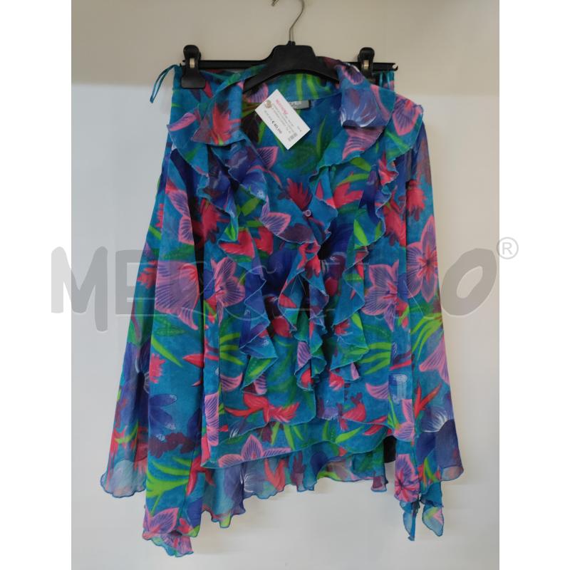 COMPLETO DONNA CAMOMILLA GONNA+CAMICIA BLU VERDE ROSA | Mercatino dell'Usato Acerra 1