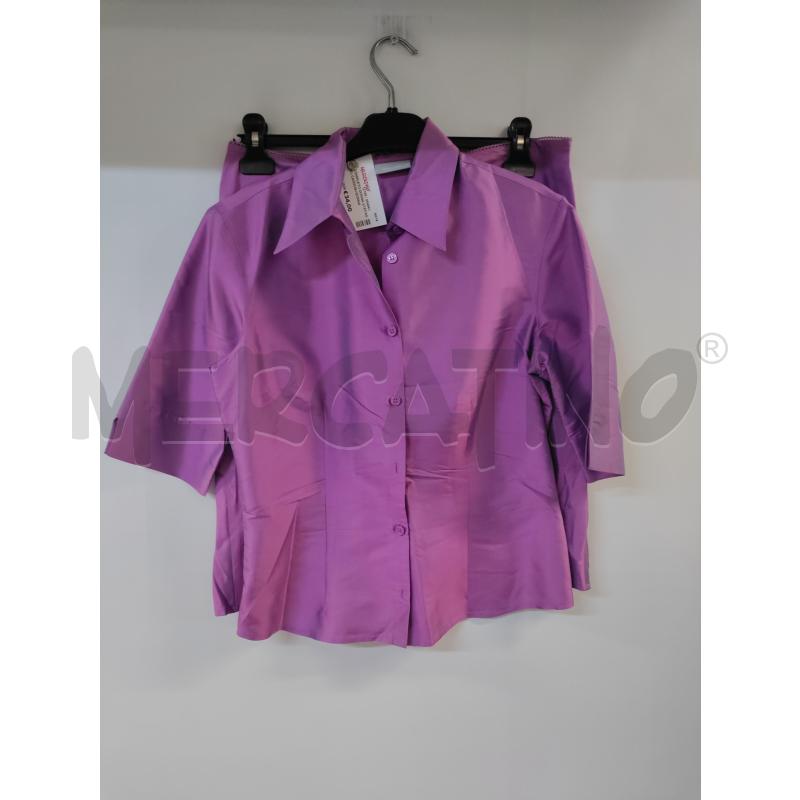 COMPLETO DONNA STEFANEL CAMICIA+GONNA VIOLA SETA | Mercatino dell'Usato Acerra 1
