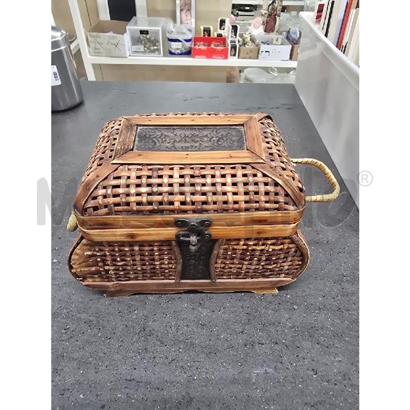 CONTENITORE LEGNO INTRECCIATO 2 MANICI | Mercatino dell'Usato Acerra 1