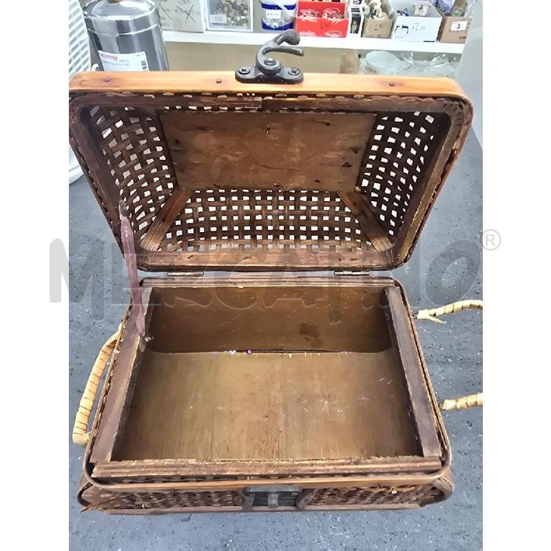 CONTENITORE LEGNO INTRECCIATO 2 MANICI | Mercatino dell'Usato Acerra 2