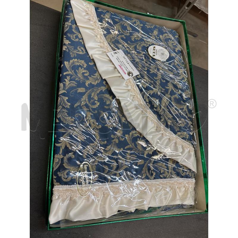COPRI LETTO DINO GRAZIOLI 100% SETA BLU BEIGE | Mercatino dell'Usato Acerra 1