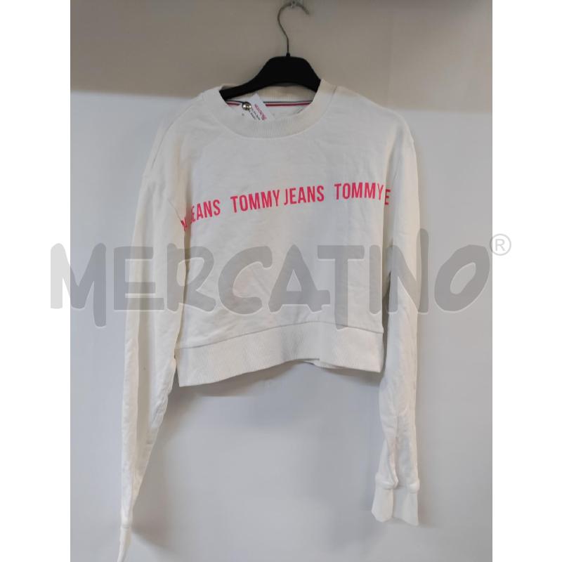 FELPA DONNA TOMMY JEANS BIANCO ROSA | Mercatino dell'Usato Acerra 1
