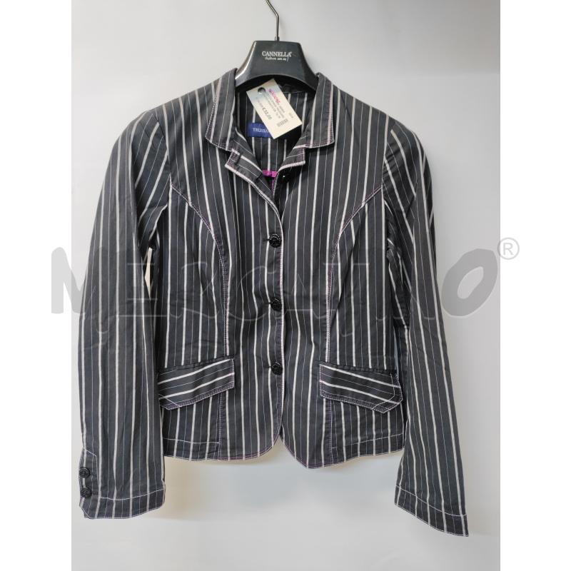 GIACCA DONNA TRUSSARDI NERO RIGATO GRIGIO | Mercatino dell'Usato Acerra 1