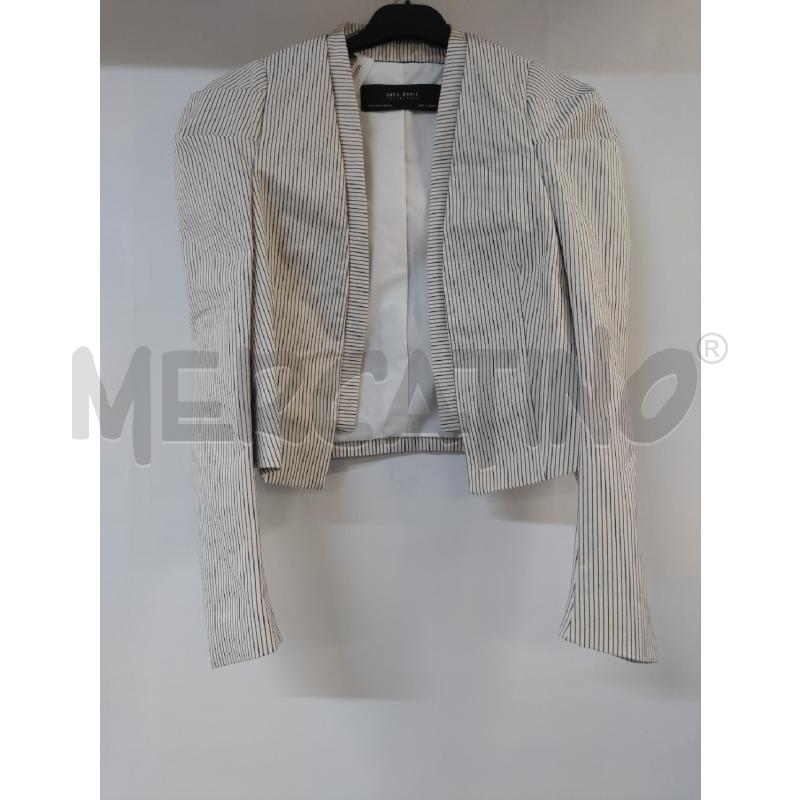 GIACCA DONNA ZARA BASIC BIANCO RIGHE BLU | Mercatino dell'Usato Acerra 1