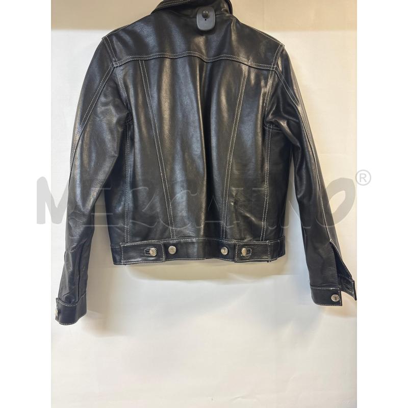 GIUBBINO DONNA VERA PELLE NERO CUCITURE BIANCO | Mercatino dell'Usato Acerra 2