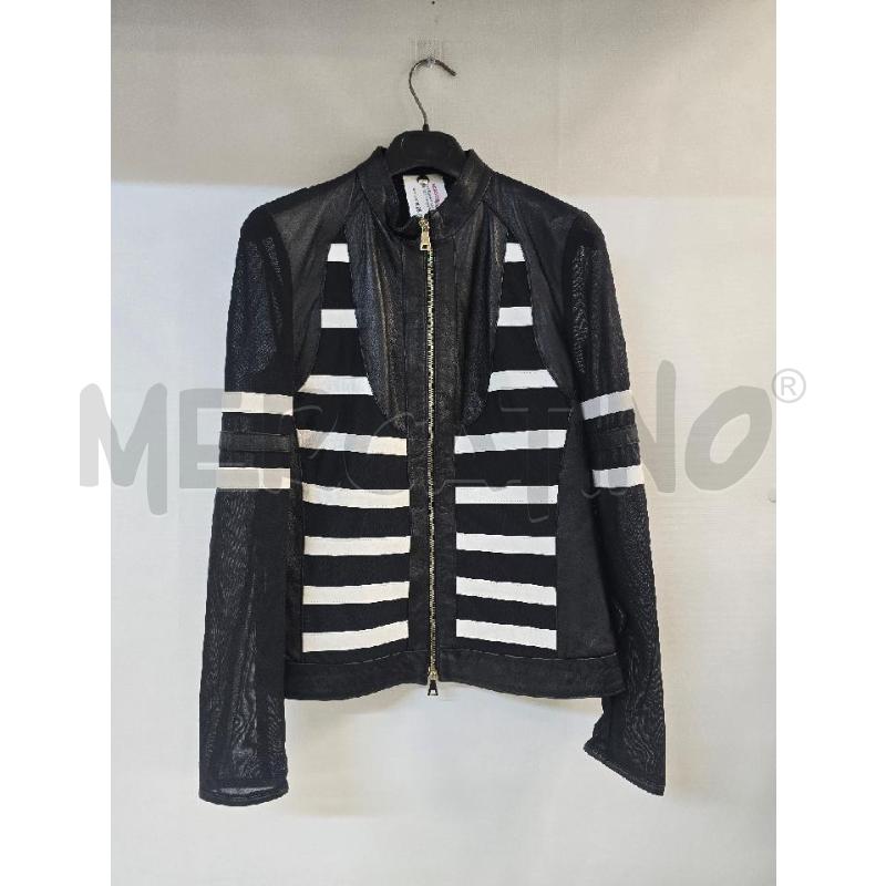 GIUBBINO DONNA VERA PELLE NICE-G NERO BIANCO VELO | Mercatino dell'Usato Acerra 1