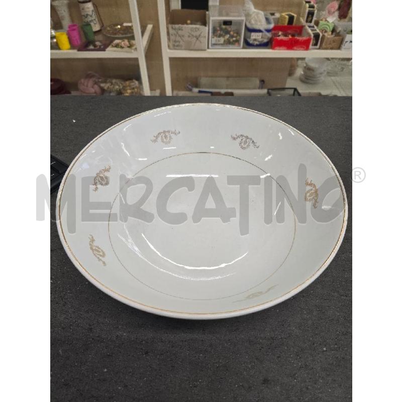 INSALATIERA GRANDE BIANCA DECORI DORATI | Mercatino dell'Usato Acerra 1