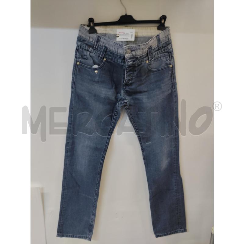 JEANS UOMO DESIGUAL LAVAGGIO SCURO BORDINO CON SCRITTE | Mercatino dell'Usato Acerra 1