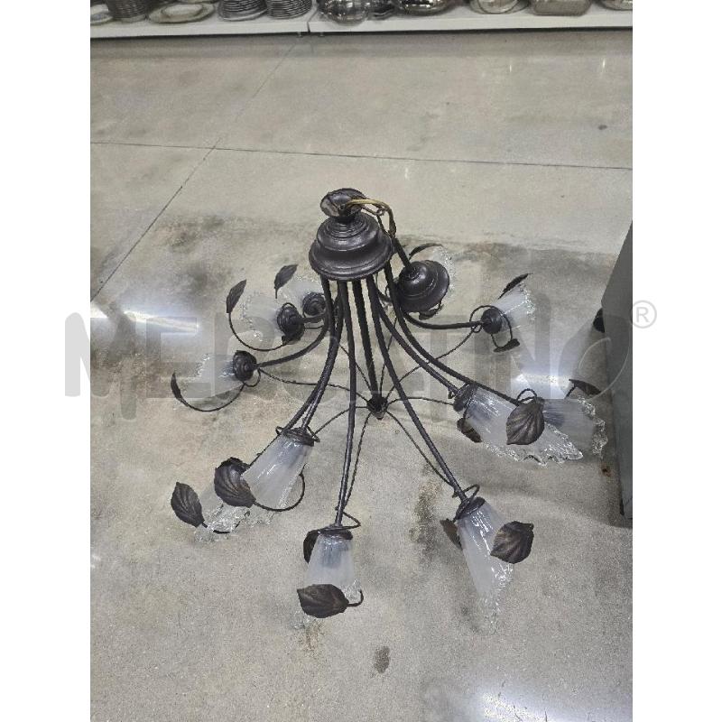 LAMPADARIO 12 LUCI MARRONE FOGLIE | Mercatino dell'Usato Acerra 1