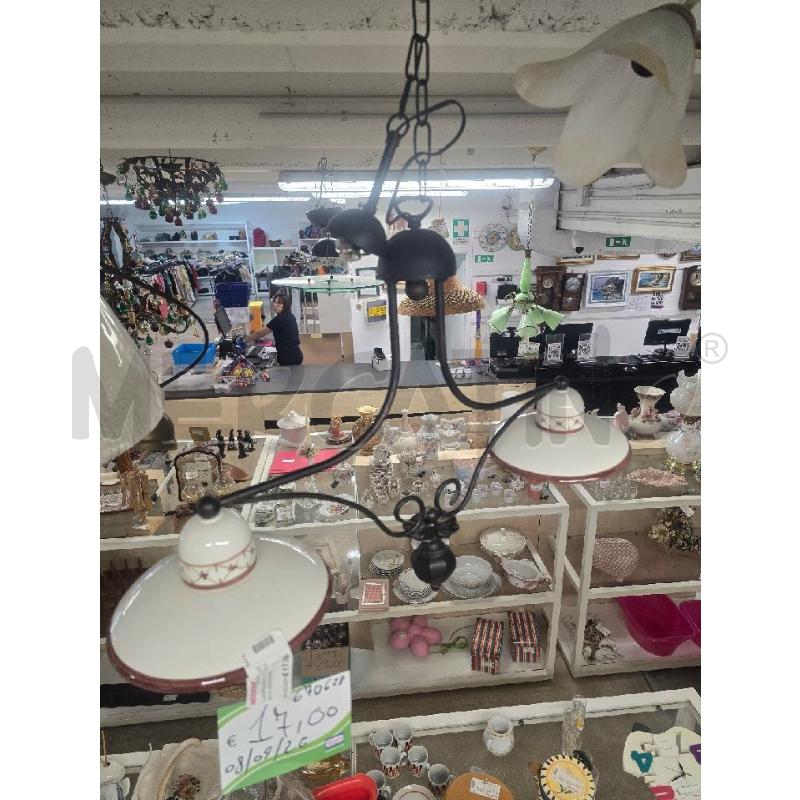 LAMPADARIO 2 LUCI BIANCO MARRONE | Mercatino dell'Usato Acerra 1