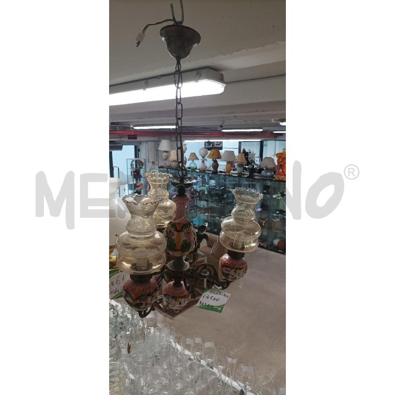 LAMPADARIO 3 LUCI DORATO 3 COPPETTE EC. ROSA | Mercatino dell'Usato Acerra 1