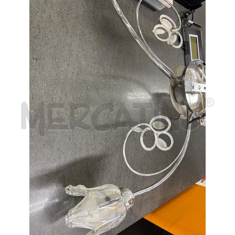 LAMPADARIO 3 LUCI SILVER COPPE VETRO FOGLIE | Mercatino dell'Usato Acerra 2