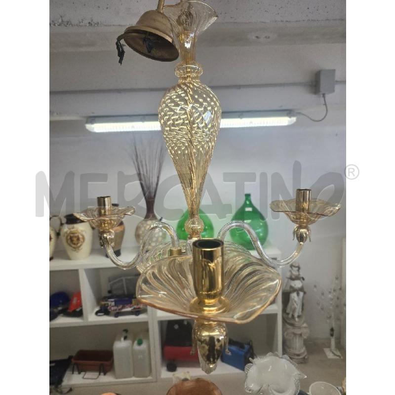 LAMPADARIO 3 LUCI VETRO ARANCIONE | Mercatino dell'Usato Acerra 1
