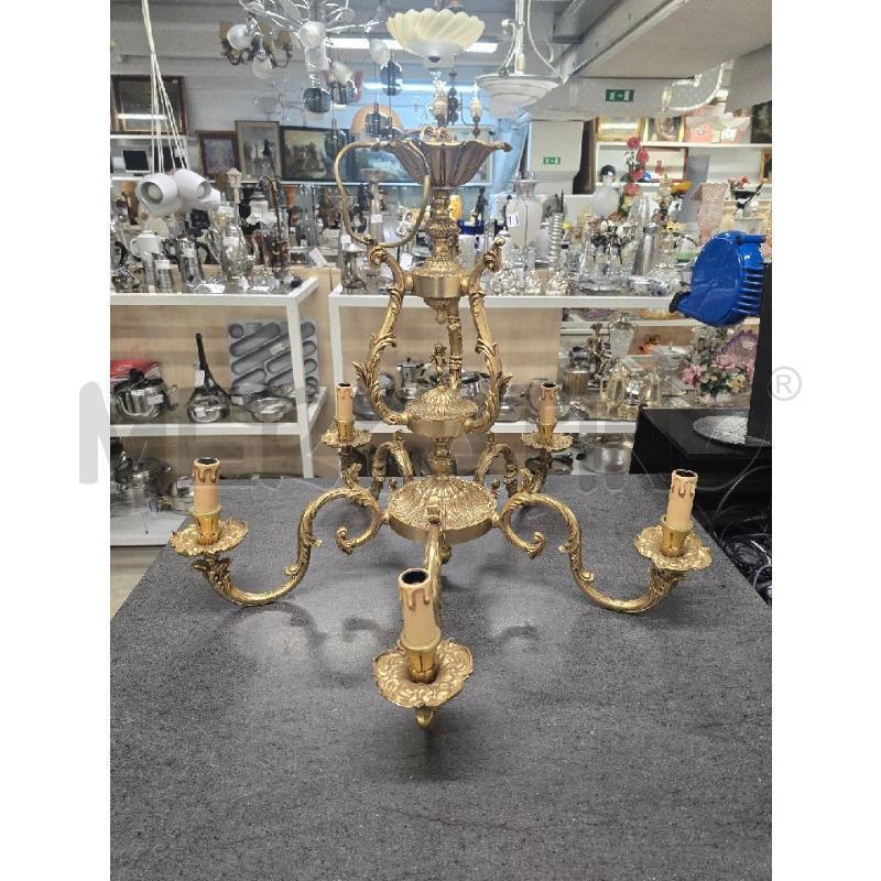 LAMPADARIO 5 LUCI DORATO | Mercatino dell'Usato Acerra 1