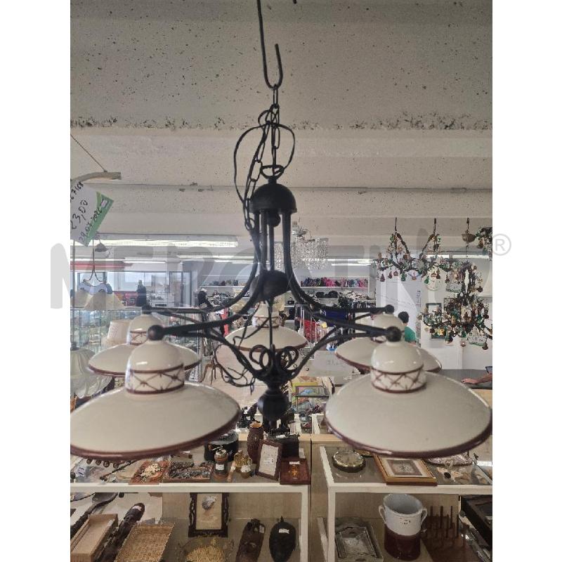 LAMPADARIO 5 LUCI MARRONE BIANCO | Mercatino dell'Usato Acerra 1