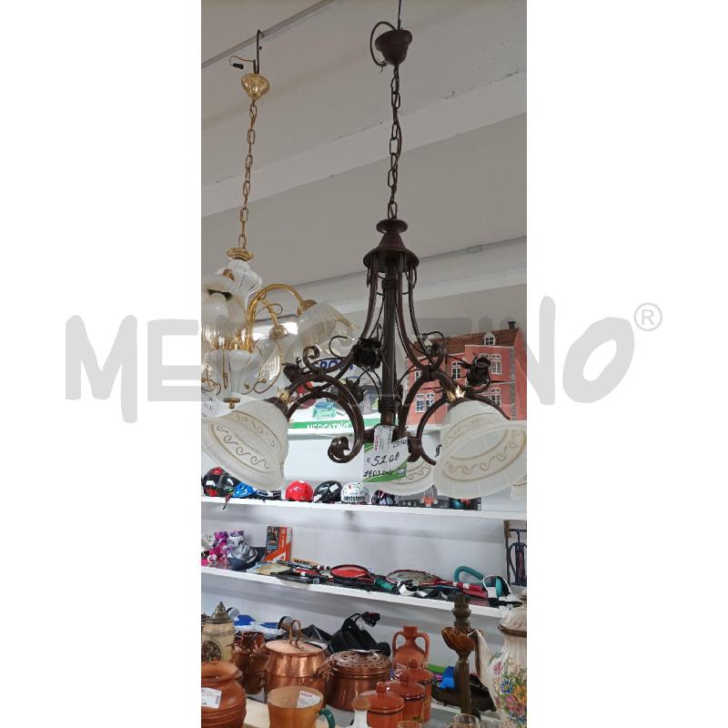 LAMPADARIO 5 LUCI MARRONE FIORI | Mercatino dell'Usato Acerra 1