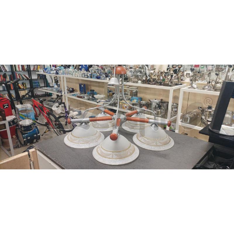 LAMPADARIO 5 LUCI MARRONE SILVER | Mercatino dell'Usato Acerra 1