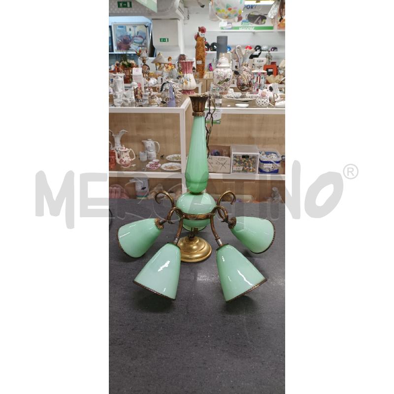 LAMPADARIO 5 LUCI VERDE DE. DORATO | Mercatino dell'Usato Acerra 1