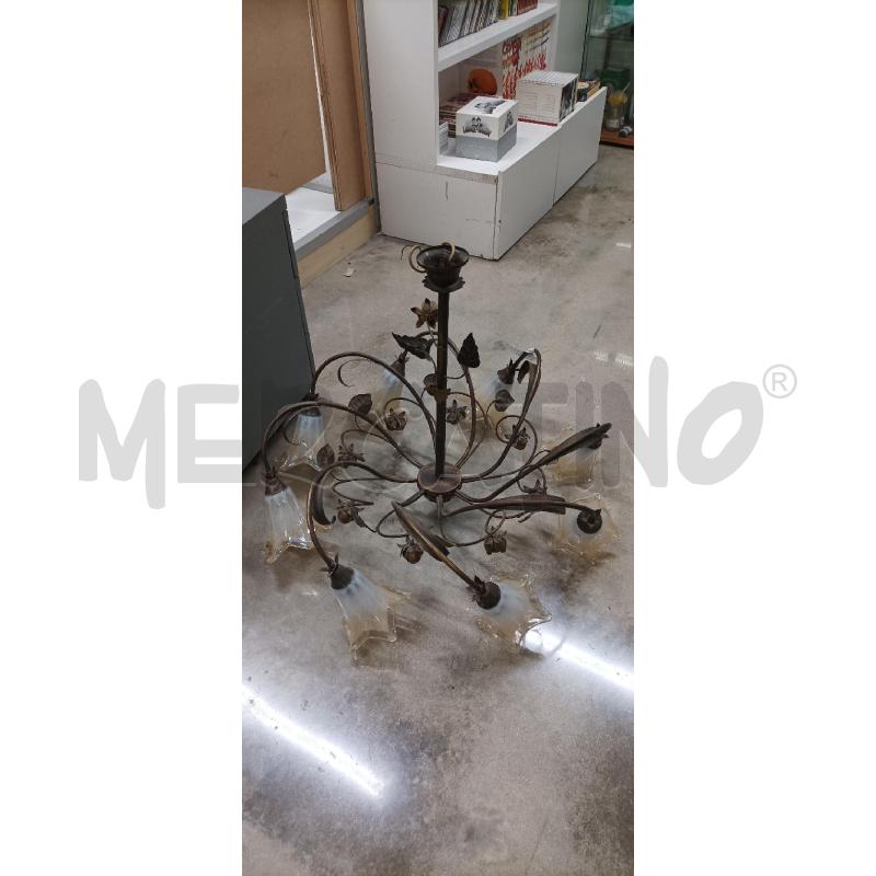 LAMPADARIO 8 LUCI MARRONE FOGLIE  | Mercatino dell'Usato Acerra 1